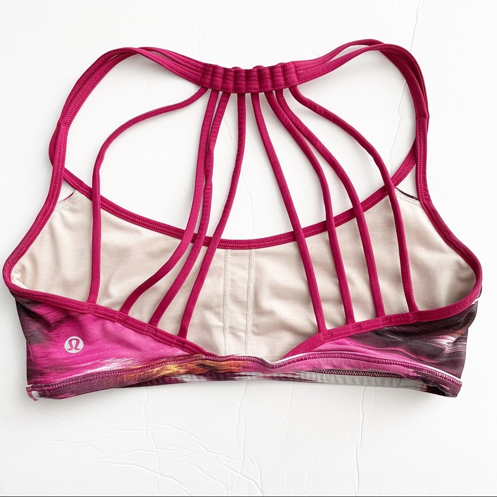 Lululemon Lighten Up Bra Strappy Berry Rumble Sz 6